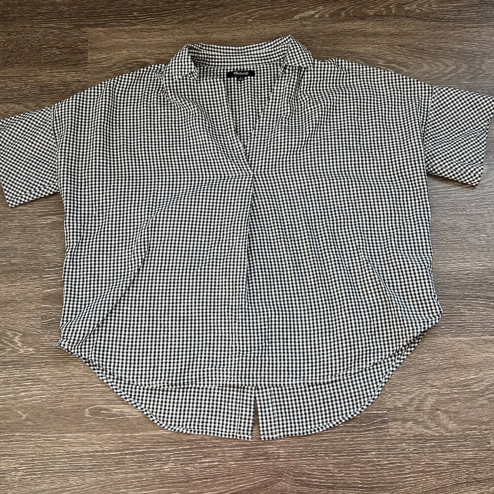 Madewell Courier Button-Back Gingham Shirt M Dark Academia Modern Preppy Picnic